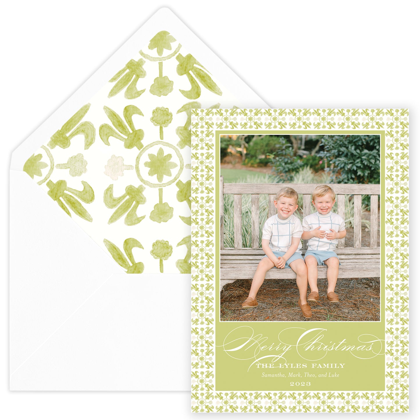 chartreuse tuscan tile holiday card