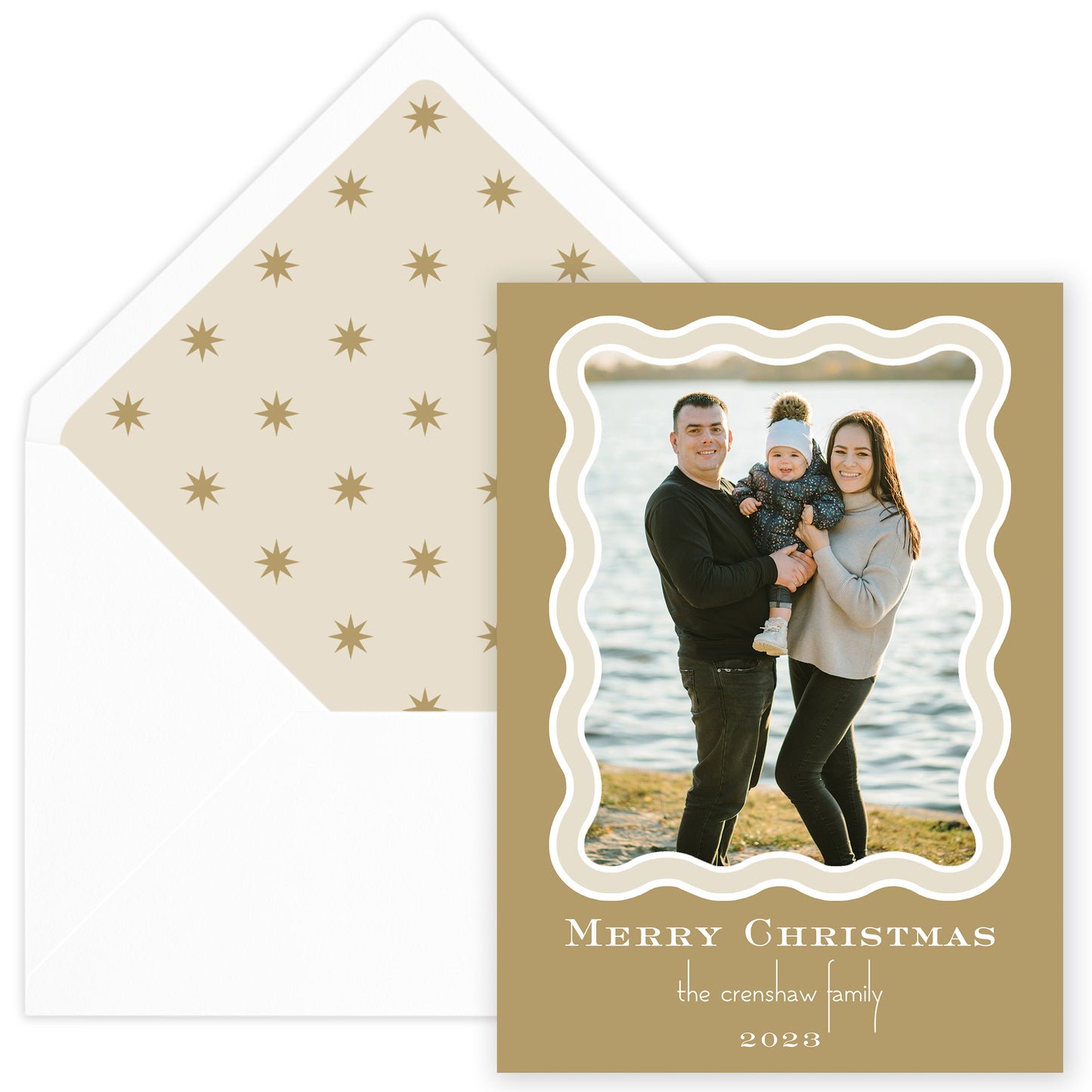 gold squiggle holiday card