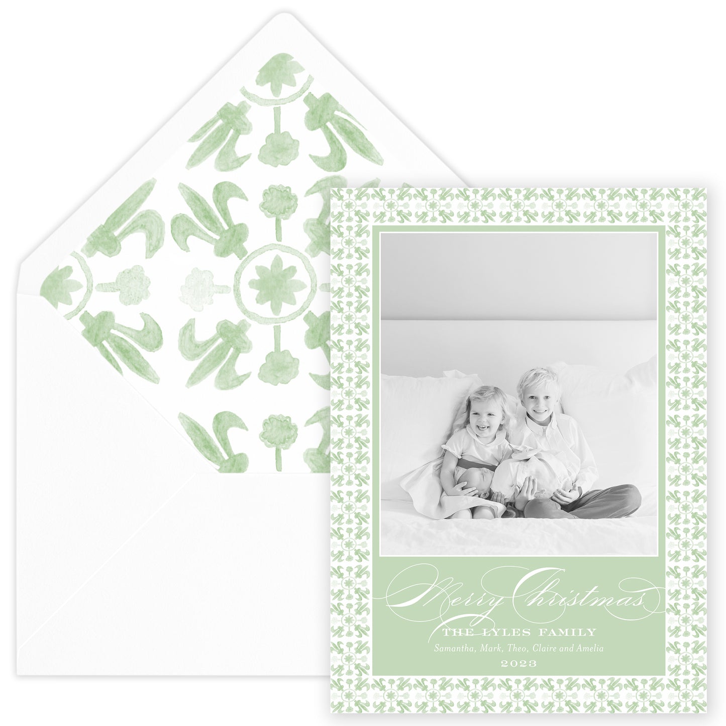 sage tuscan tile holiday card