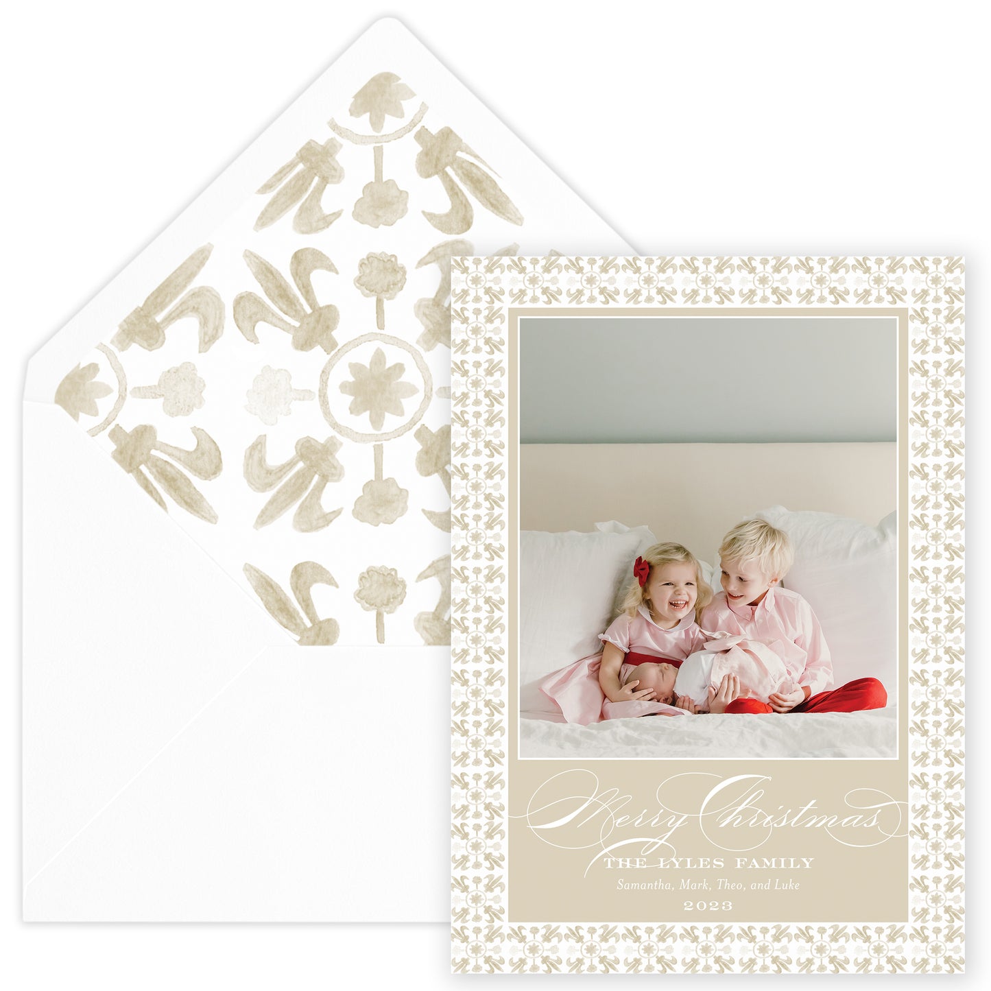 beige tuscan tile holiday card