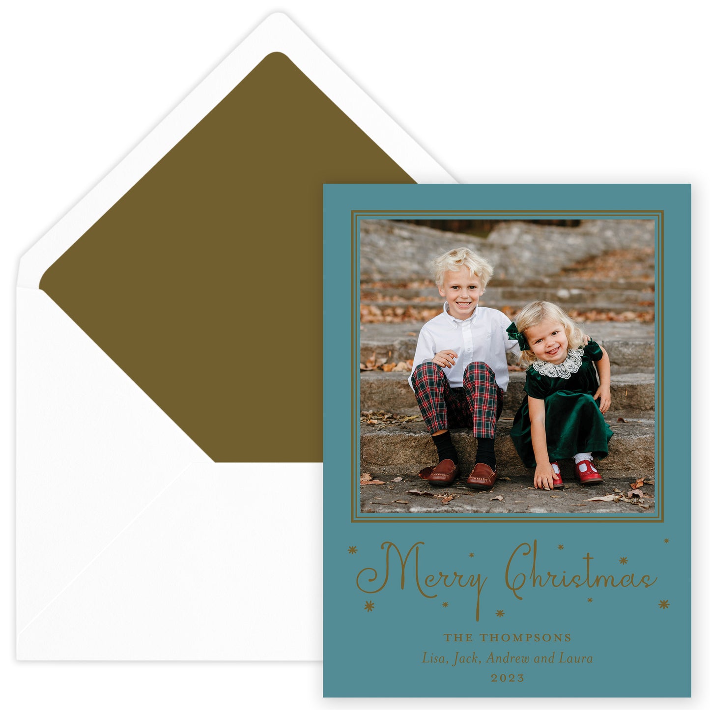 teal merry christmas drip holiday card