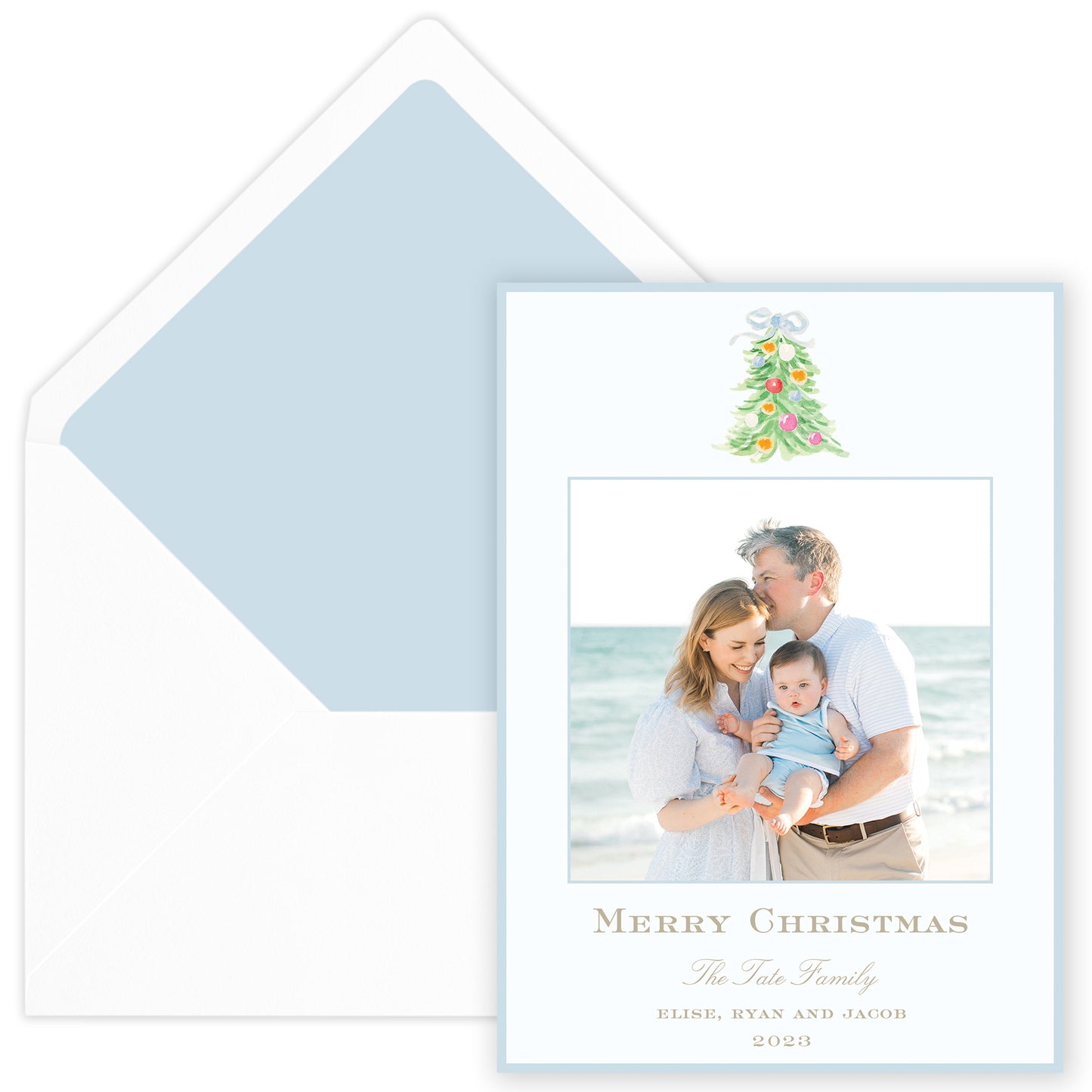 oh, christmas tree blue holiday card