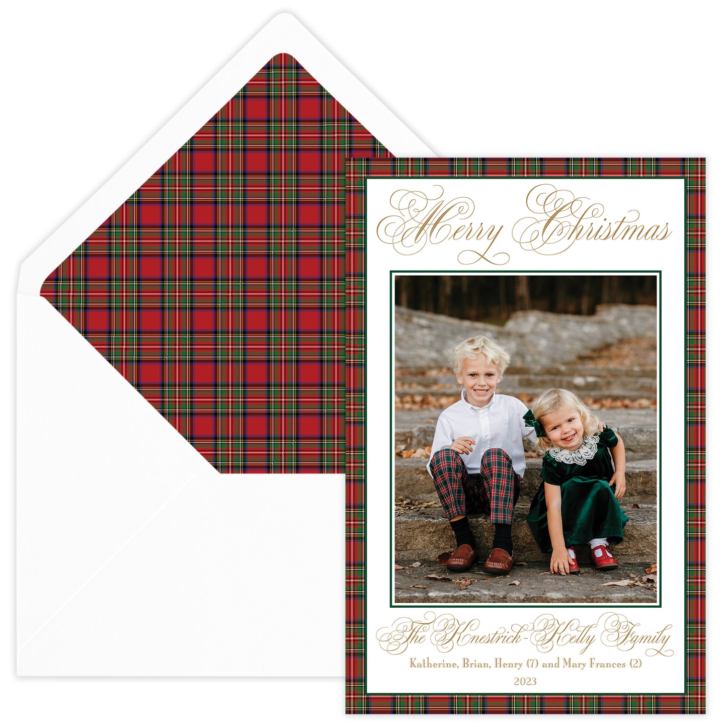 kelly plaid large holiday photo card