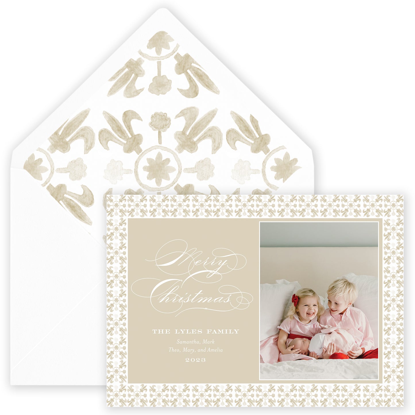 beige landscape tuscan tile holiday card