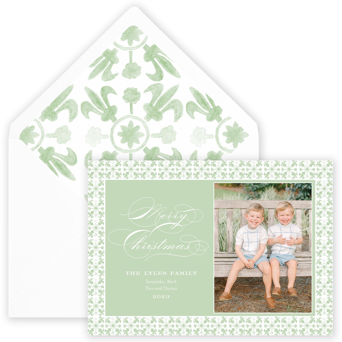 sage landscape tuscan tile holiday card