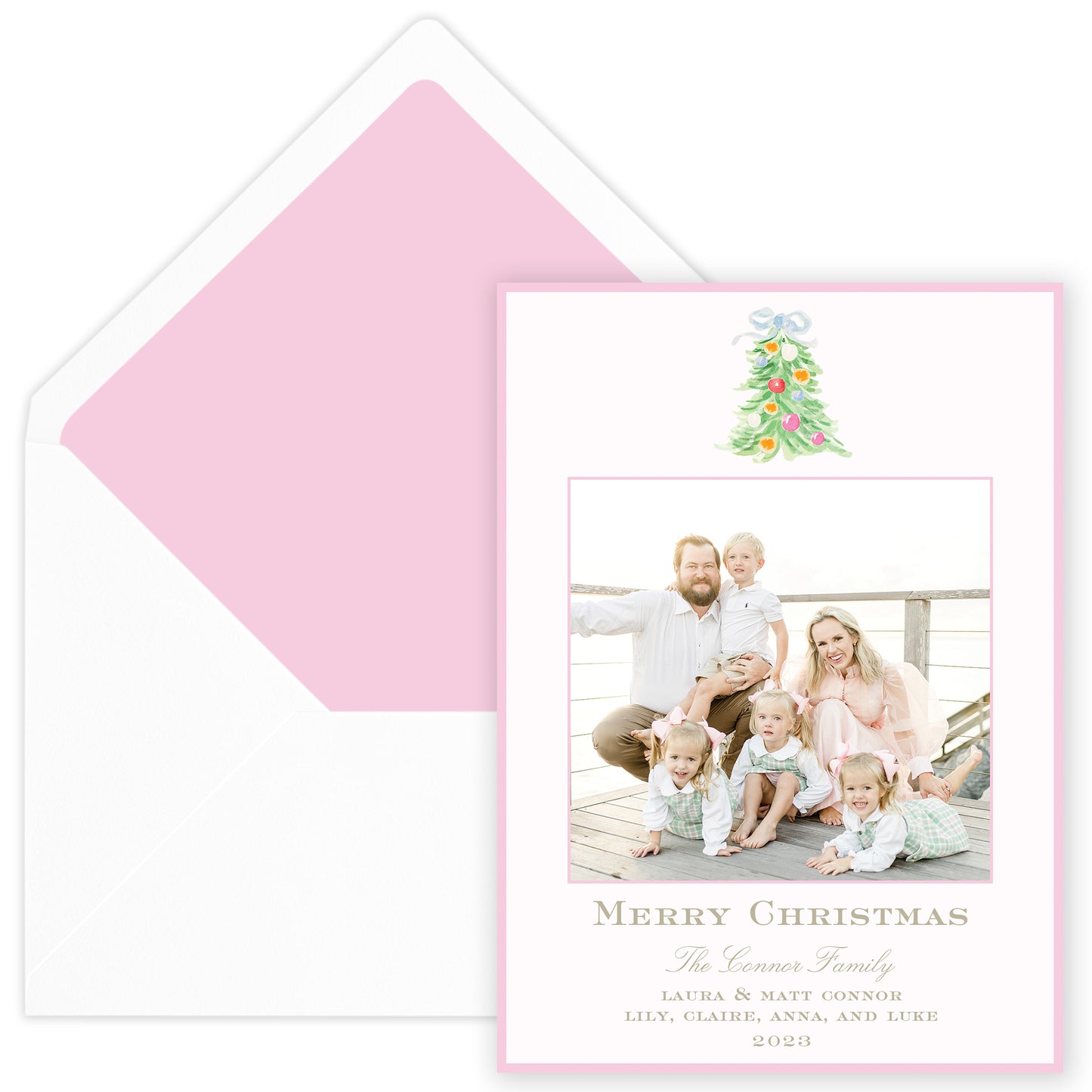 oh, christmas tree pink holiday card