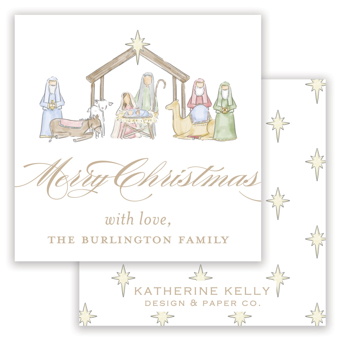 gold nativity enclosure card