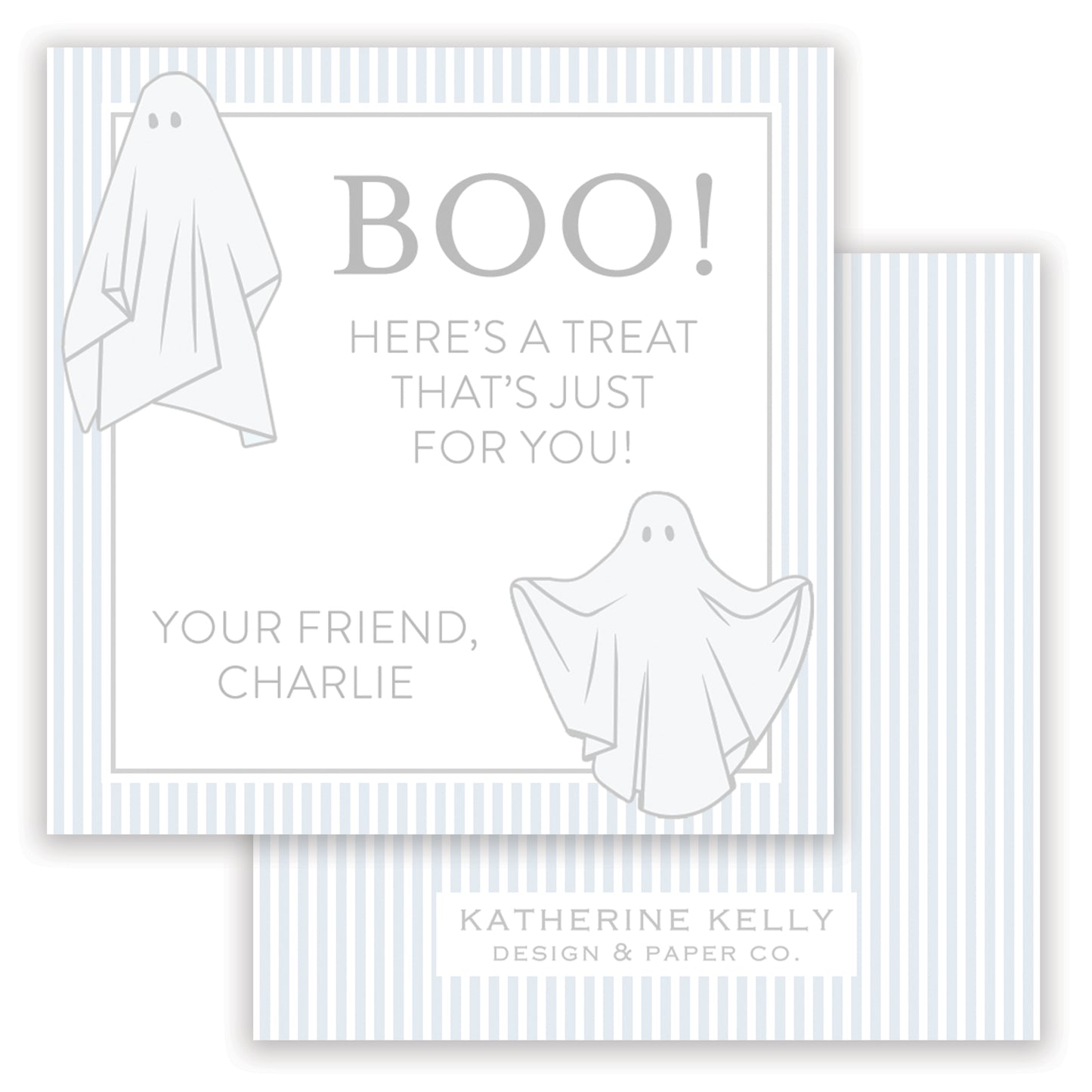 blue spooky ghost halloween card