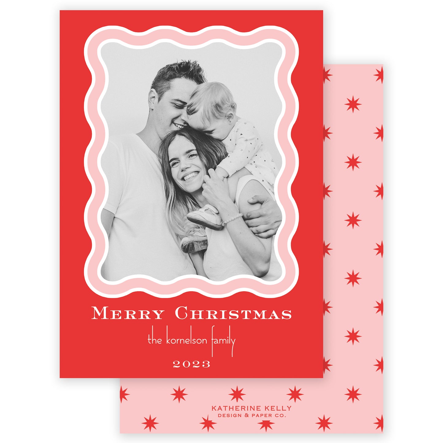 red squiggle holiday card