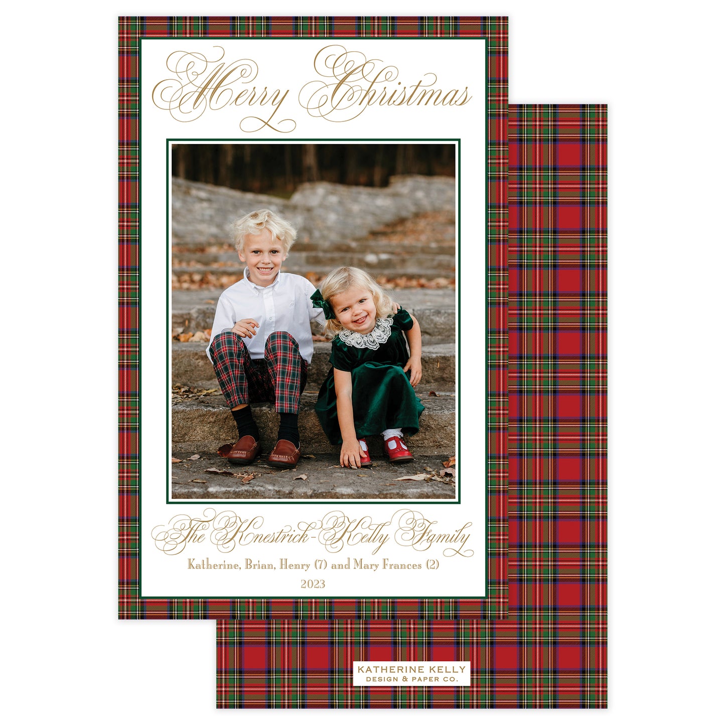 kelly plaid large holiday photo card