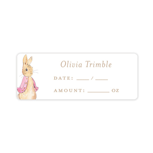 peter rabbit pink breast milk bag labels