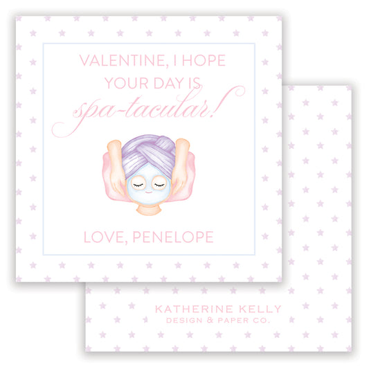 spa day valentine - pink printable