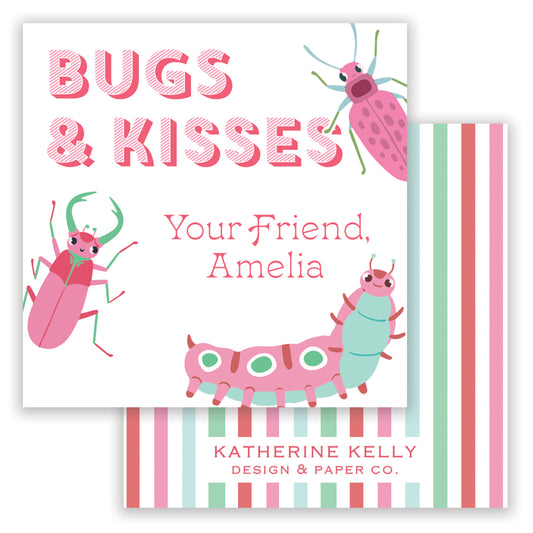 bugs & kisses valentine - pink printable