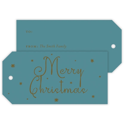 teal christmas drip personalized gift tag