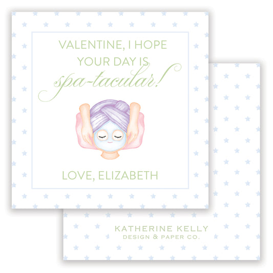 spa day valentine - green printable