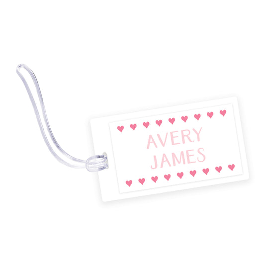 hearts laminated bag tag