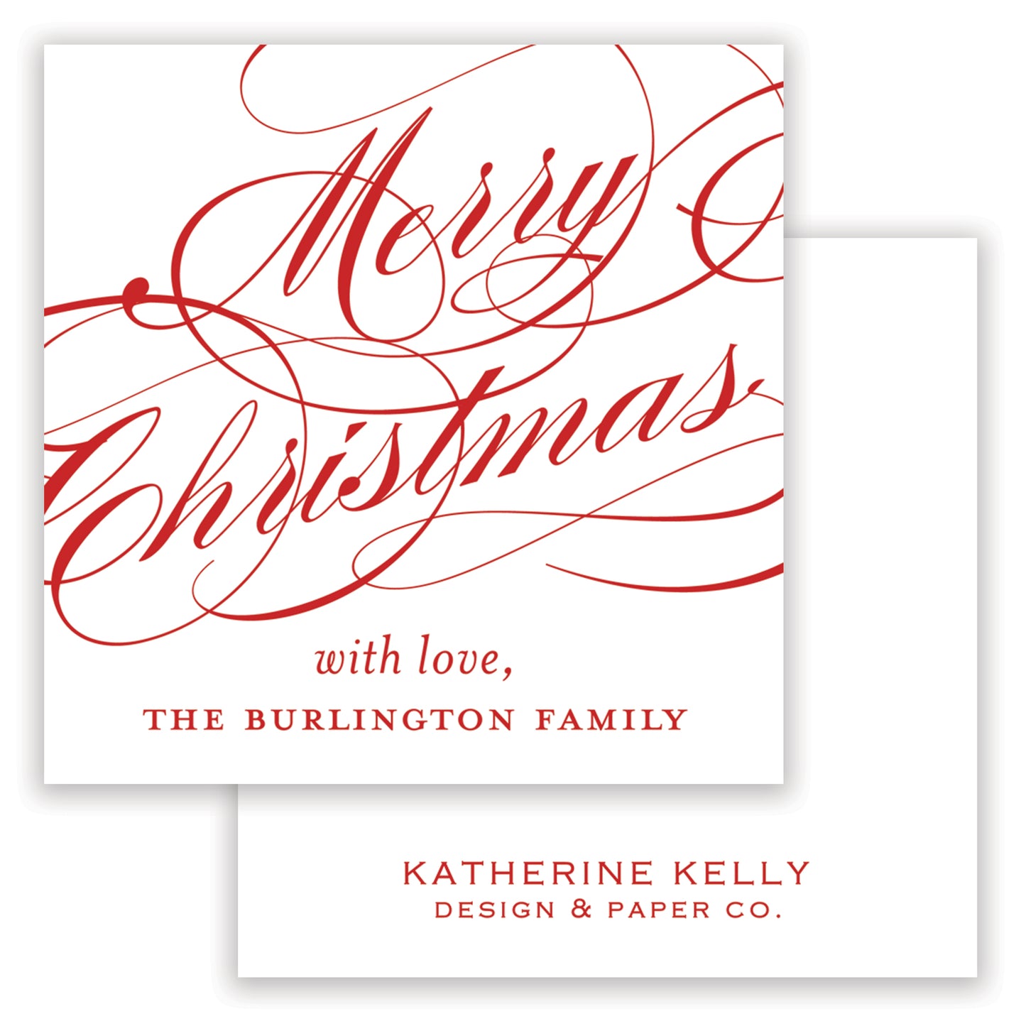 red christmas script enclosure card