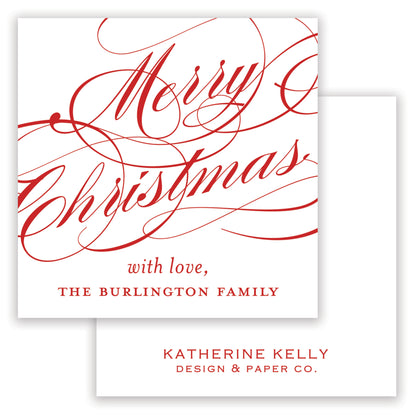 red christmas script enclosure card