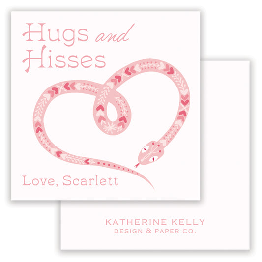 hugs & hisses valentine - pink printable