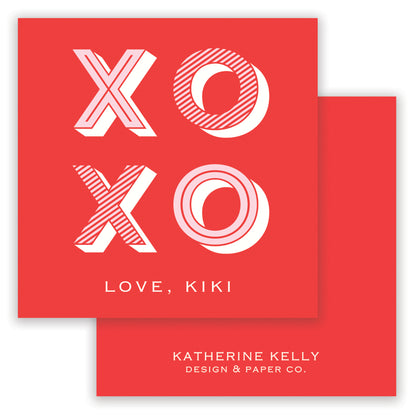 xoxo valentine - pink on red