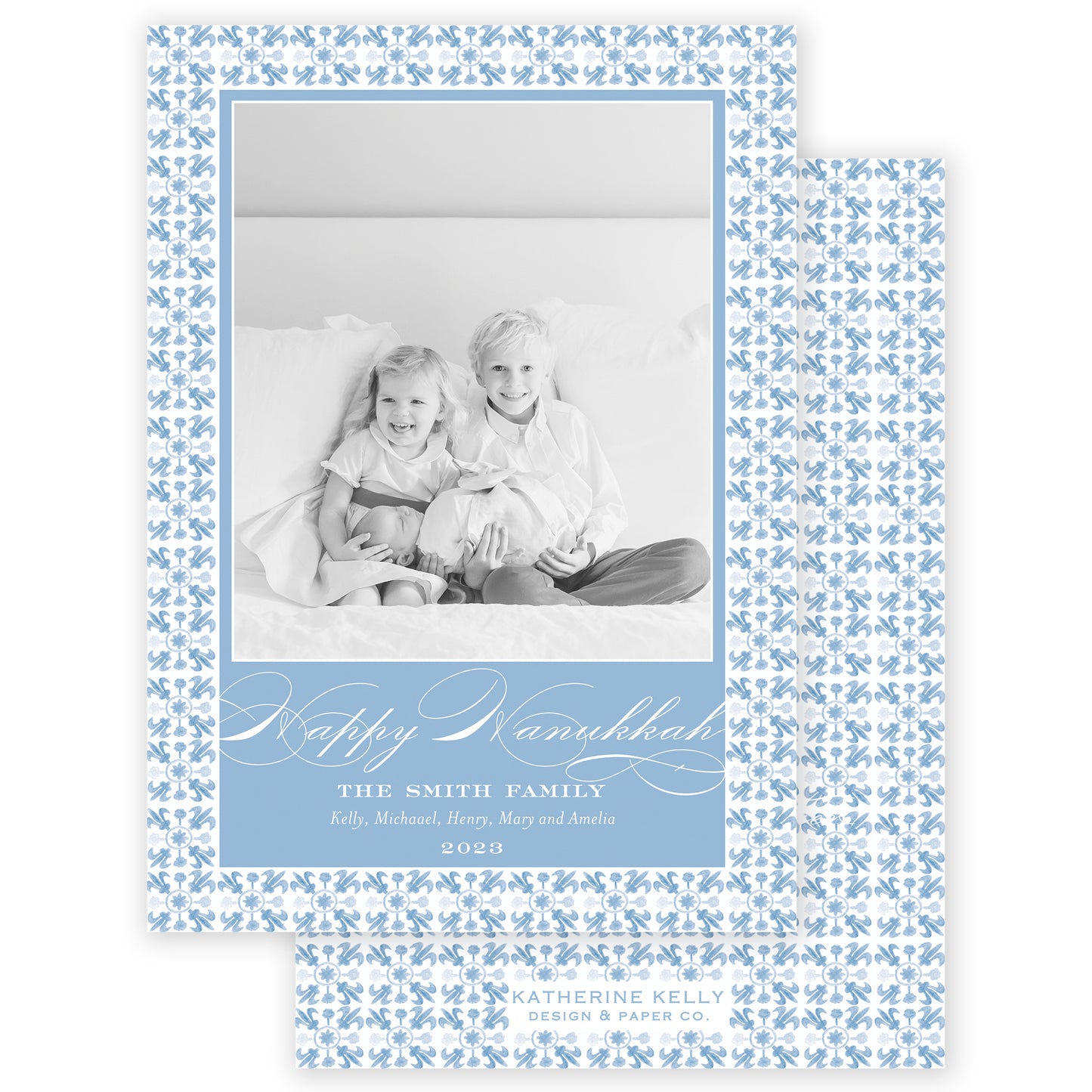 dark blue tuscan tile holiday card