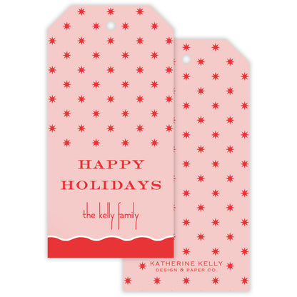 red squiggle personalized gift tag