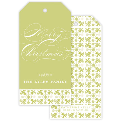 chartreuse tuscan tile personalized gift tag