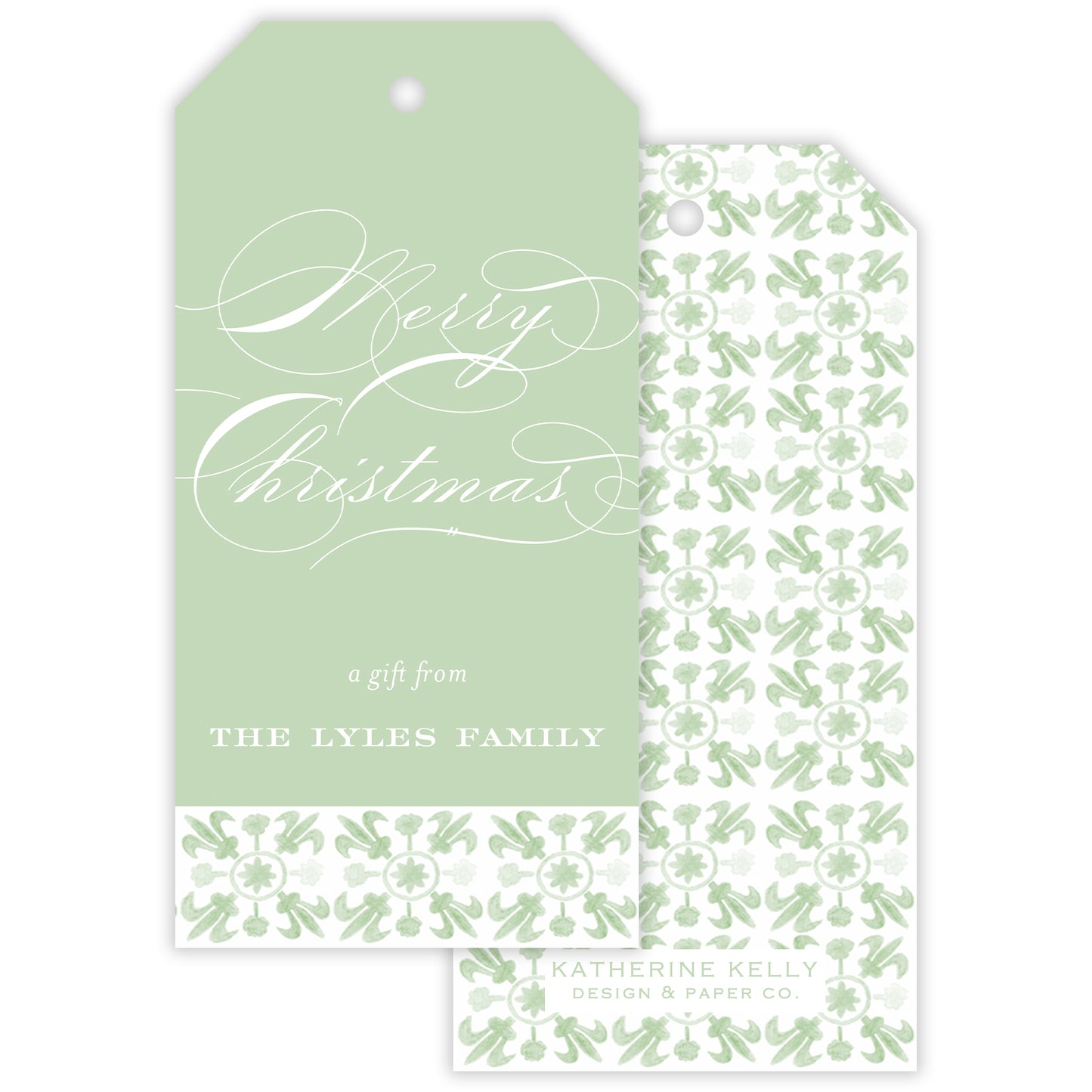 sage tuscan tile personalized gift tag