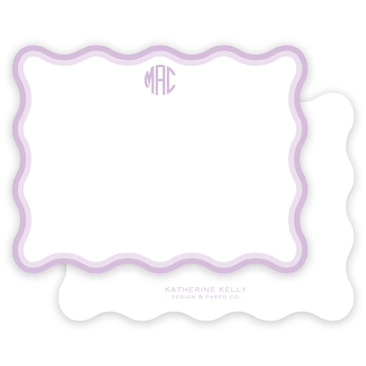 lavender wave monogram notecard