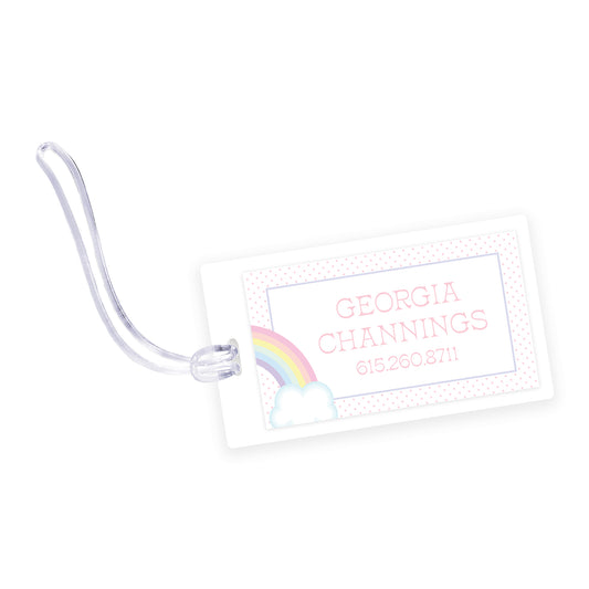 rainbow laminated bag tag