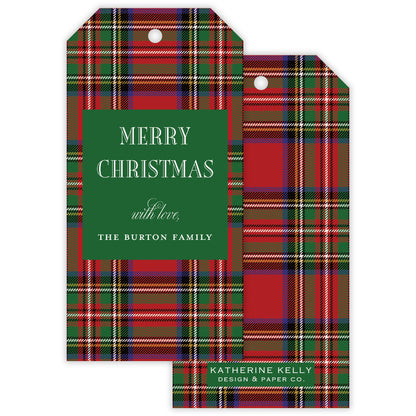 kelly plaid personalized gift tag