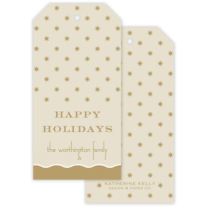 gold squiggle personalized gift tag