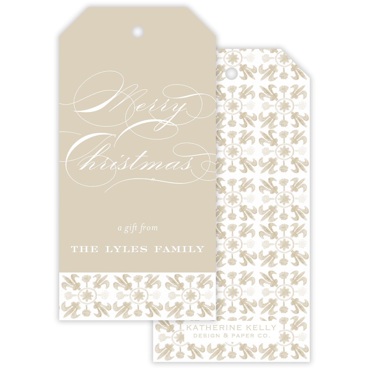 beige tuscan tile personalized gift tag