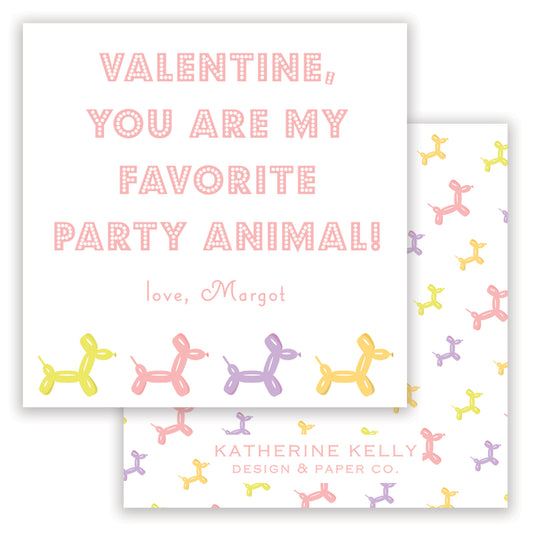 pink balloon animal valentine printable