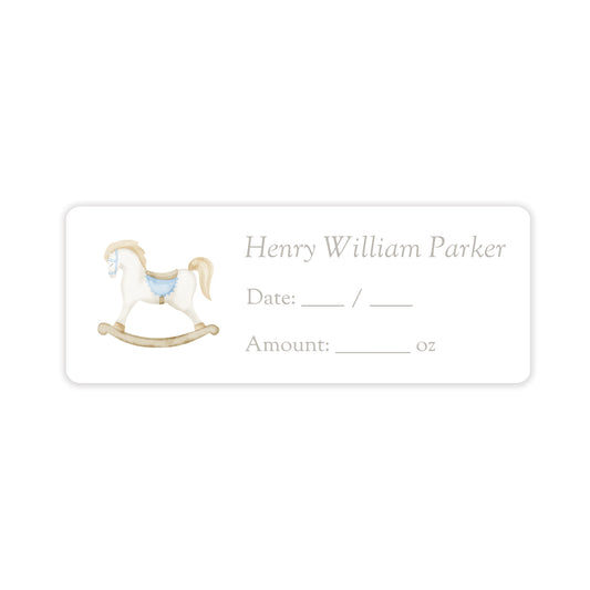 rocking horse blue breast milk bag labels