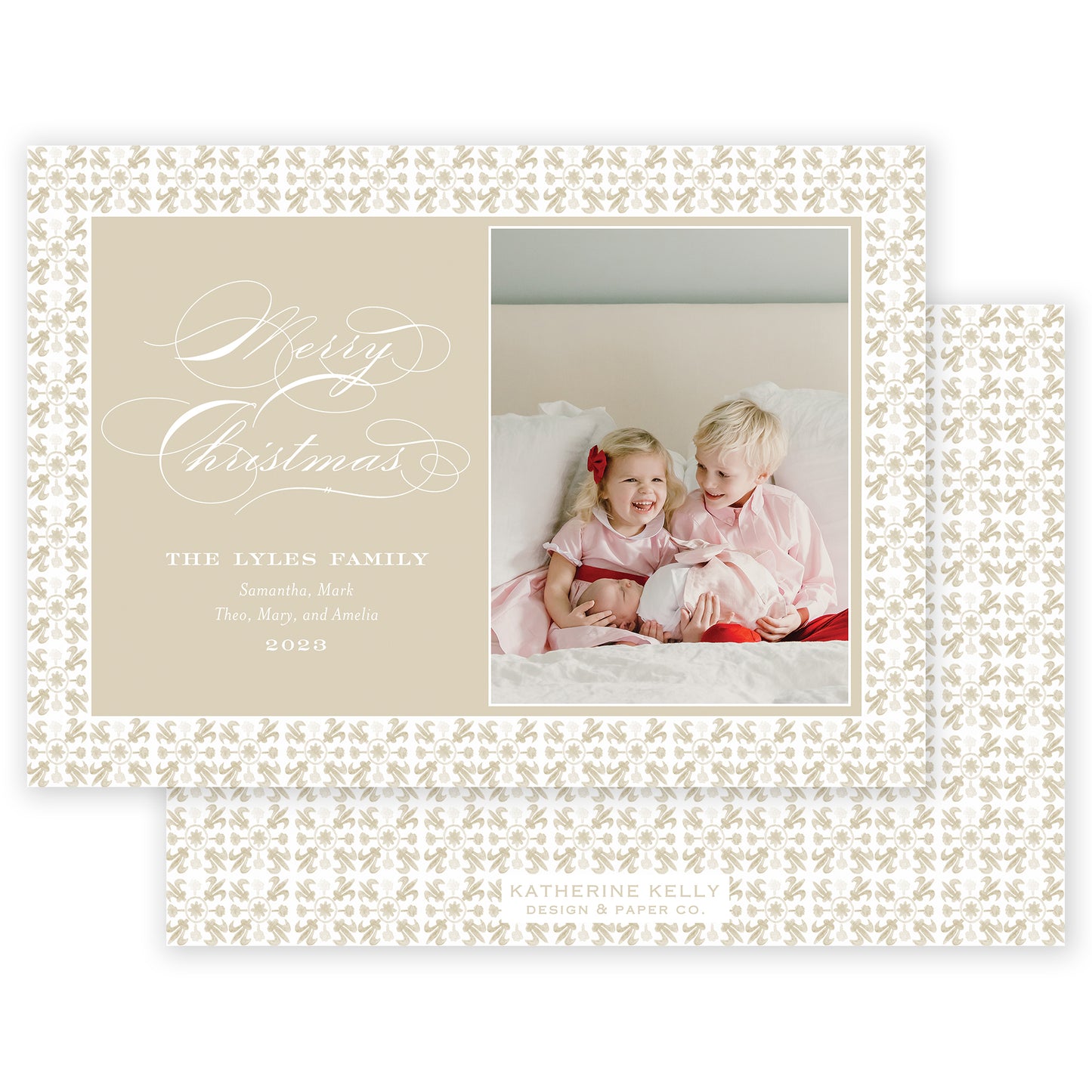 beige landscape tuscan tile holiday card