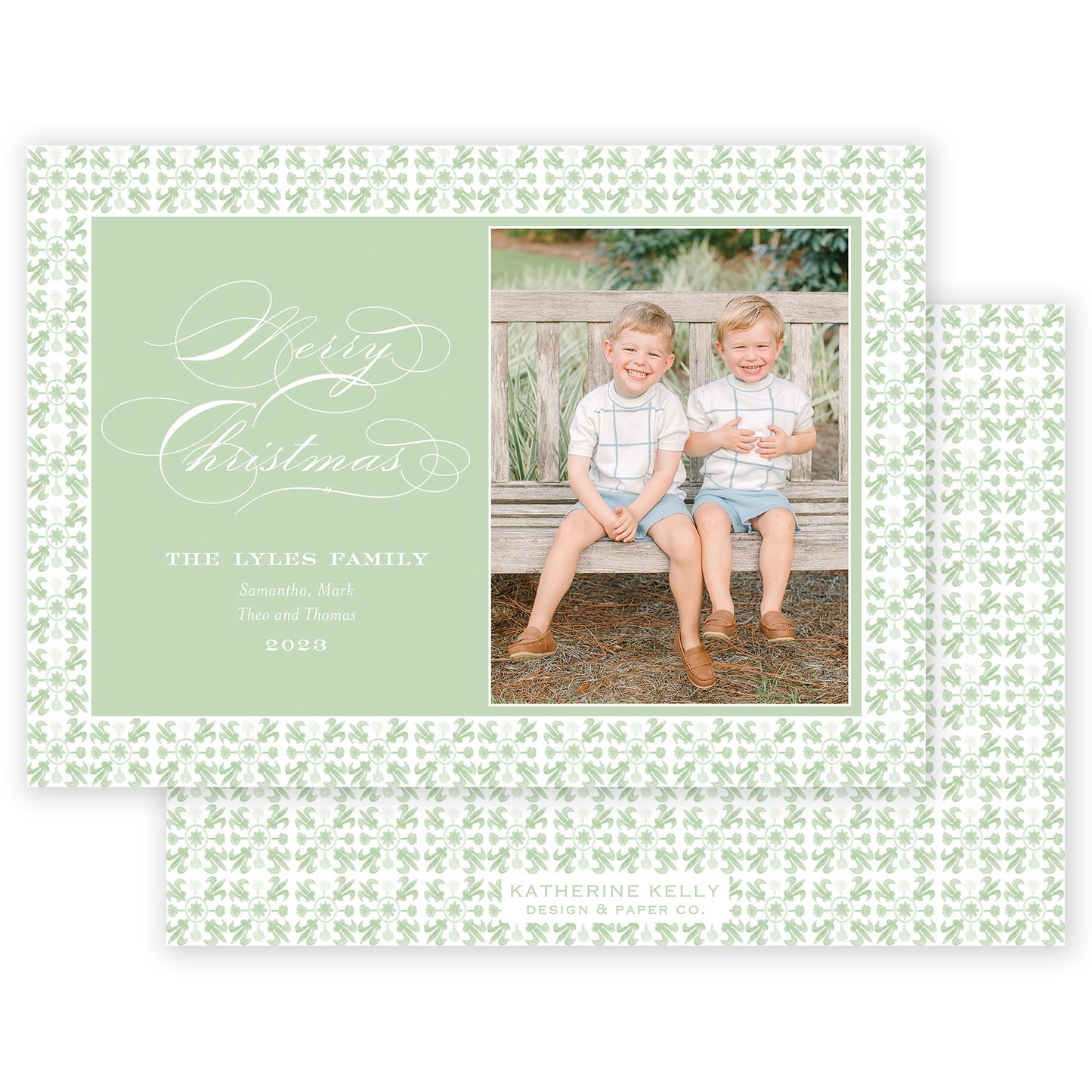 sage landscape tuscan tile holiday card