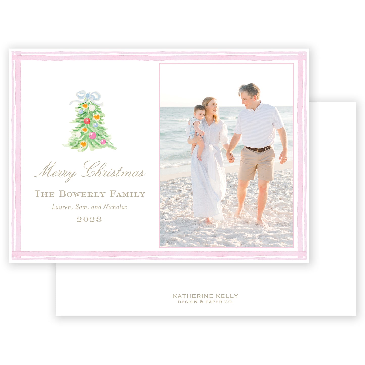 oh, christmas tree pink horizontal holiday card