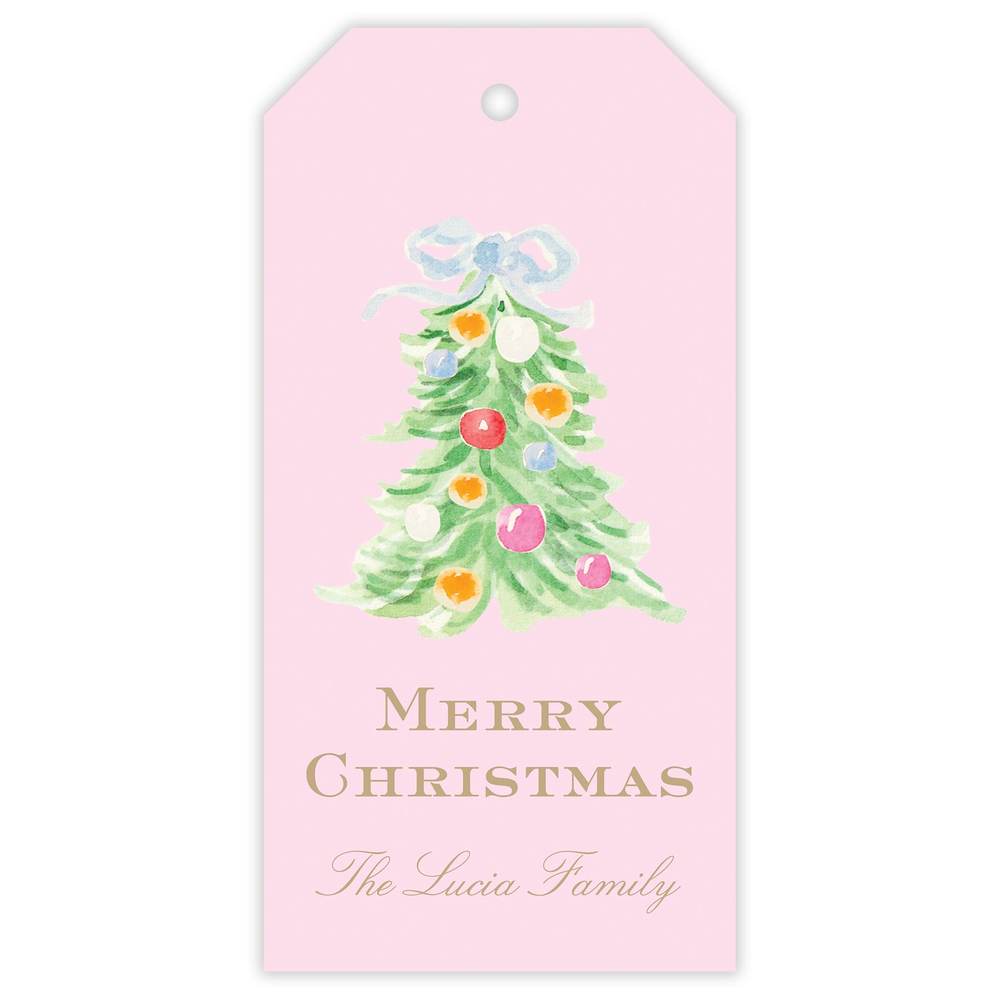 oh, christmas tree pink personalized gift tag