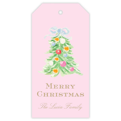 oh, christmas tree pink personalized gift tag