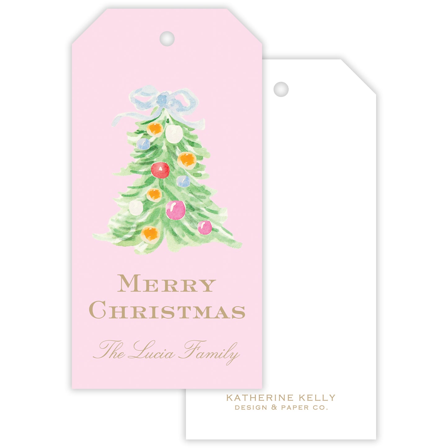 oh, christmas tree pink personalized gift tag