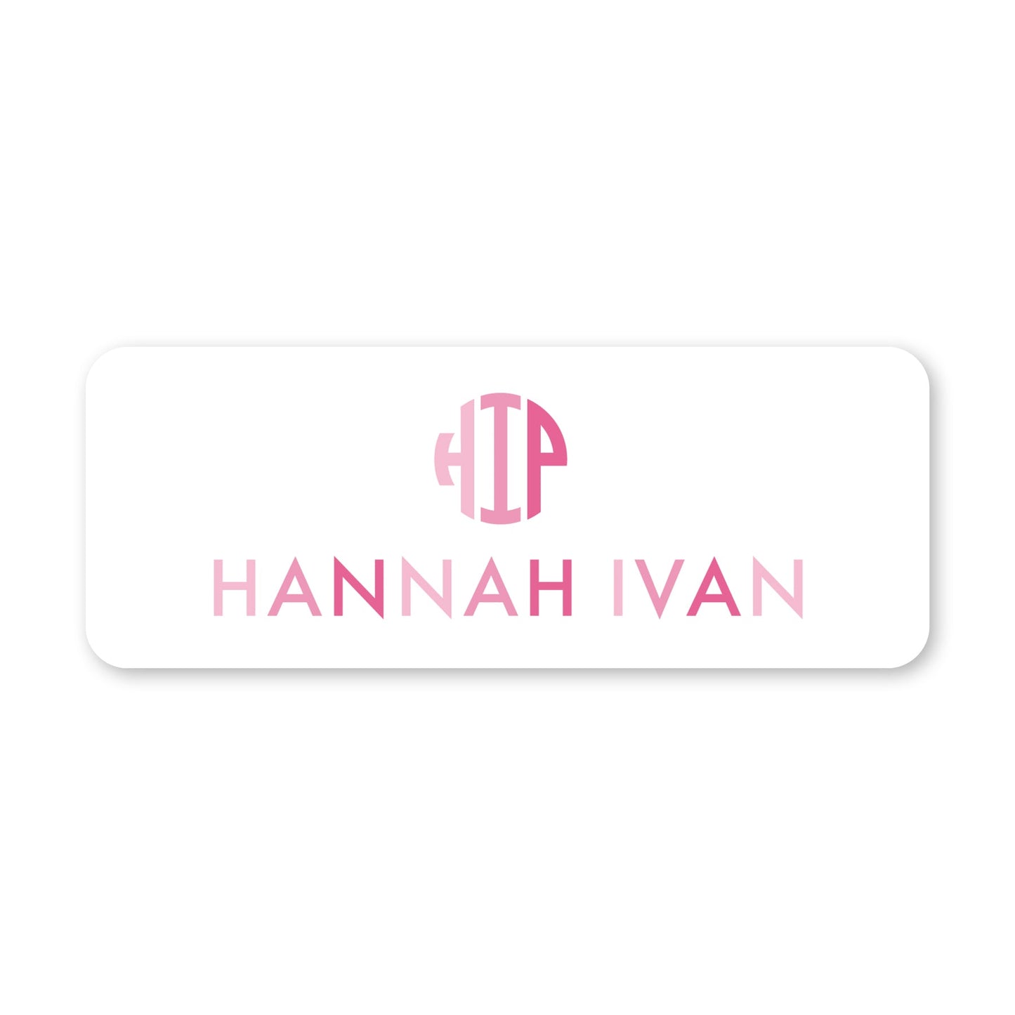 round monogram vinyl school labels - pink