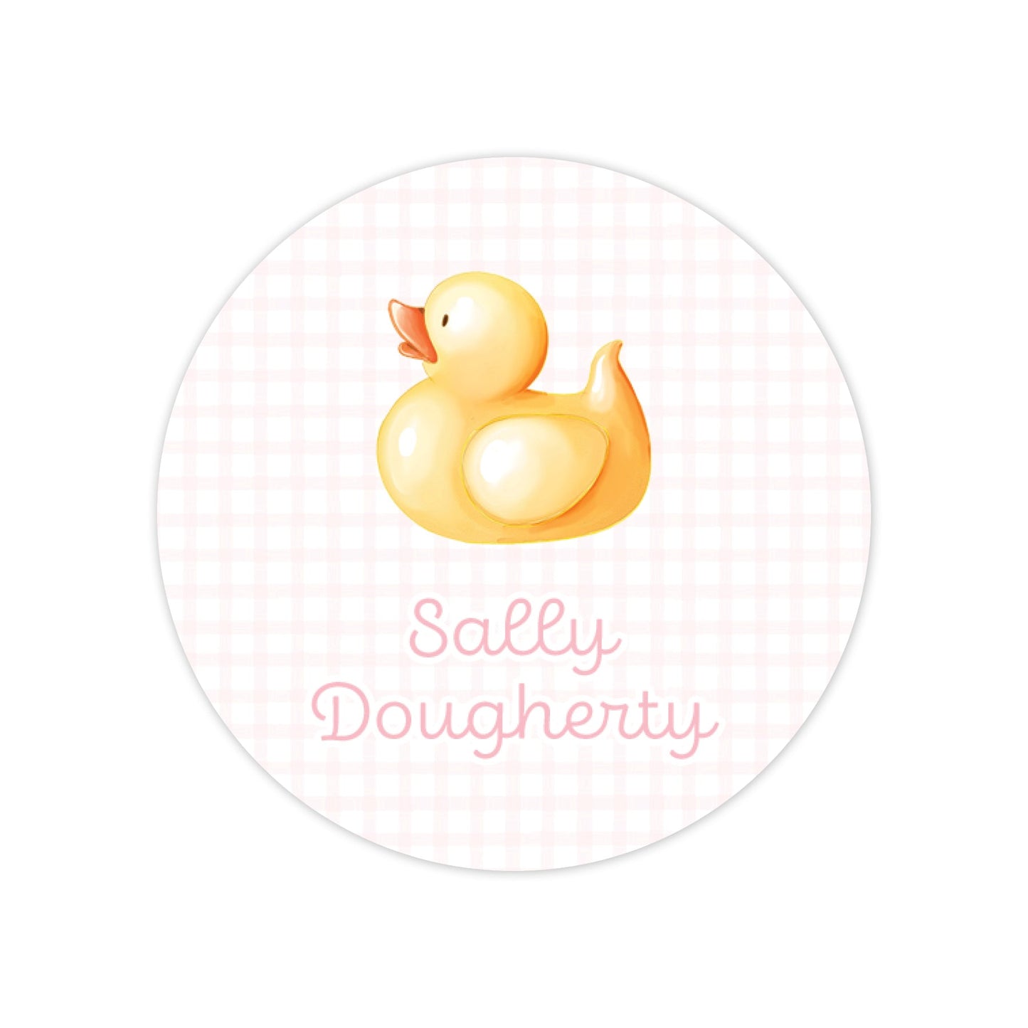 pink rubber ducky round vinyl school labels