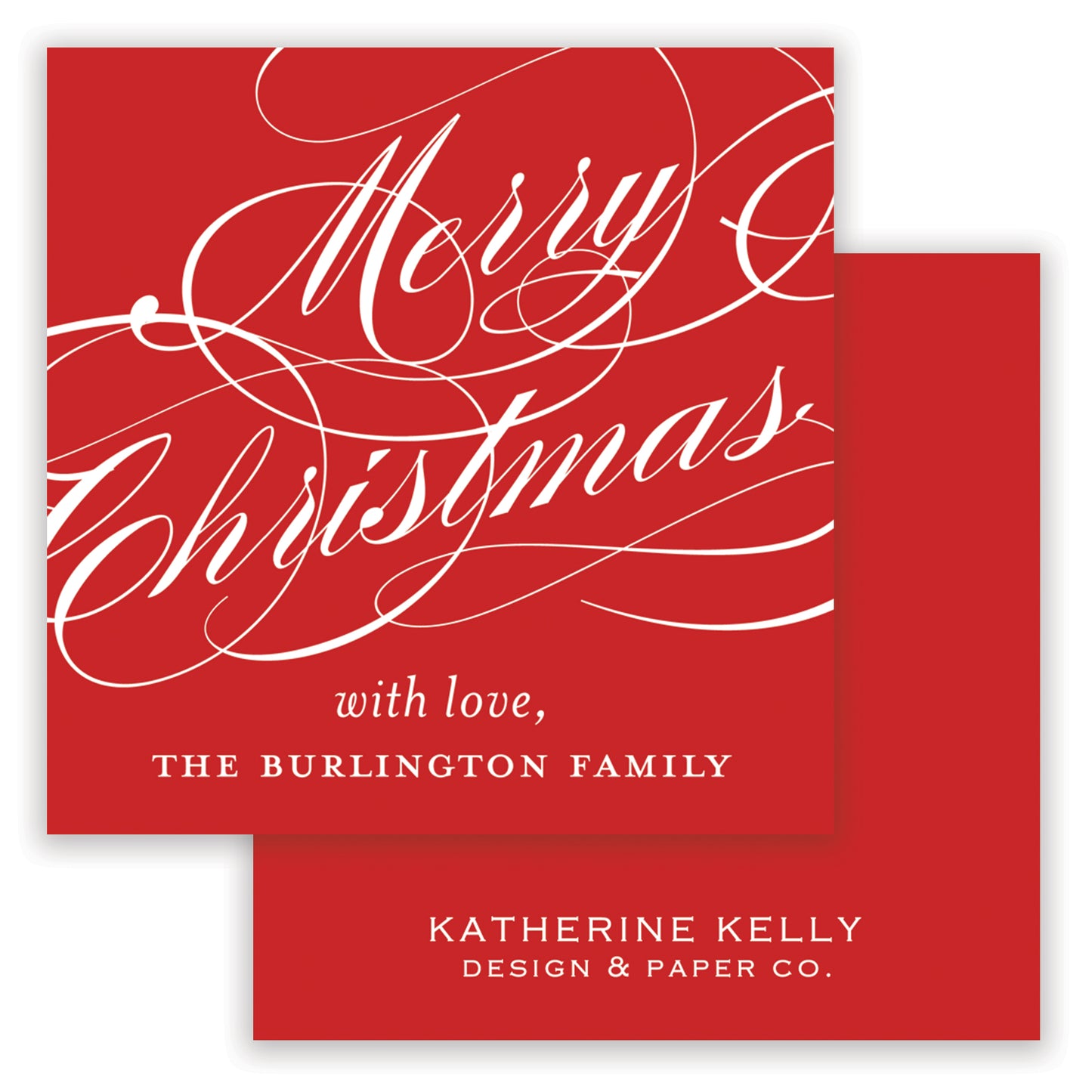 christmas script red enclosure card