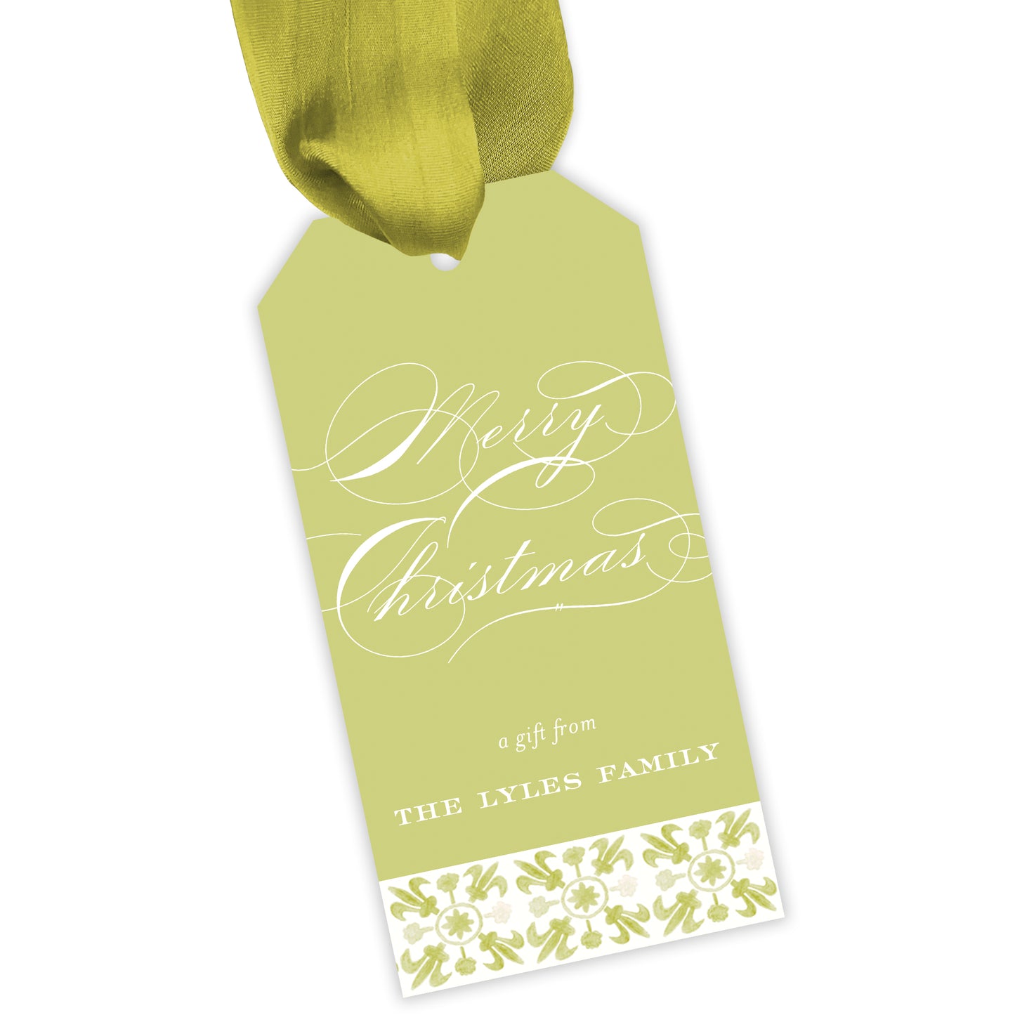 chartreuse tuscan tile personalized gift tag