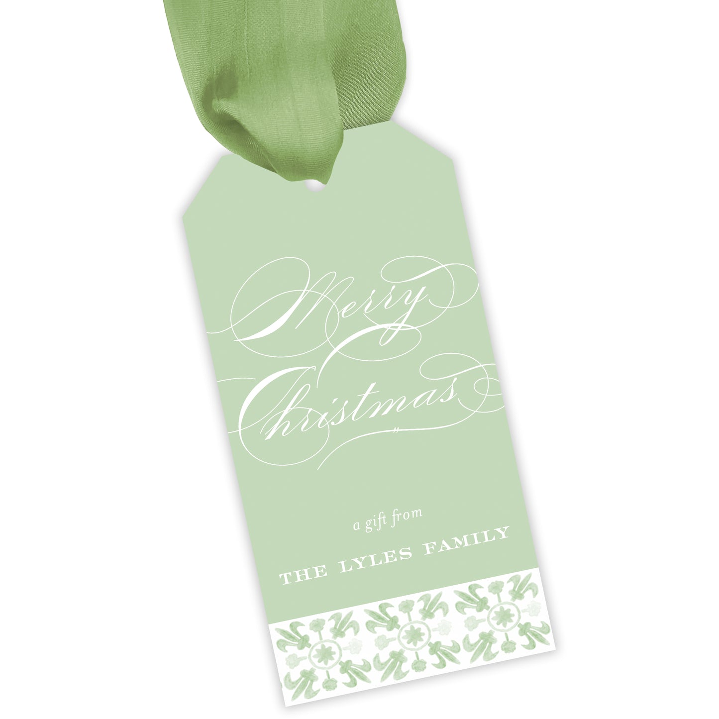 sage tuscan tile personalized gift tag