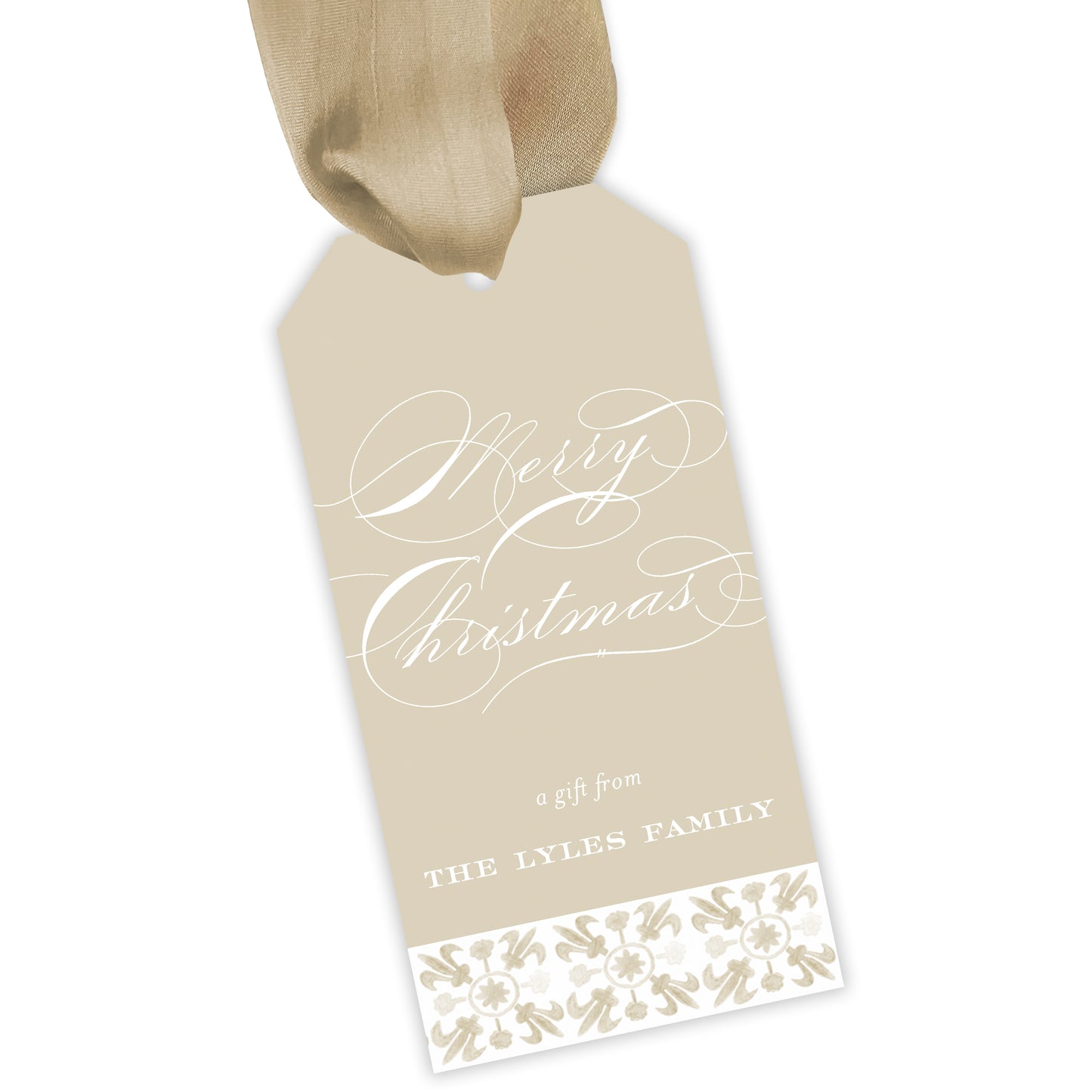 beige tuscan tile personalized gift tag