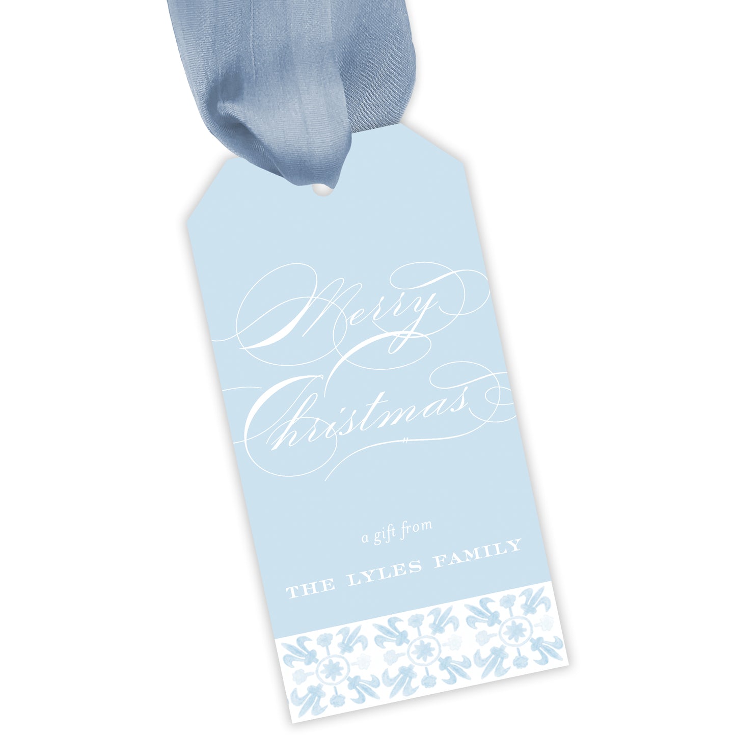 blue tuscan tile personalized gift tag