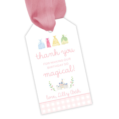 princess dresses party favor tag