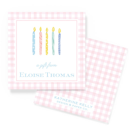 pink birthday candles enclosure card